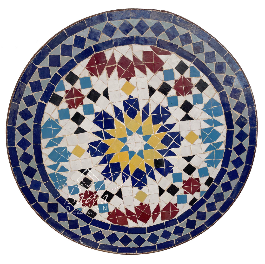 Round Moroccan Multi-Color Tile Table Top