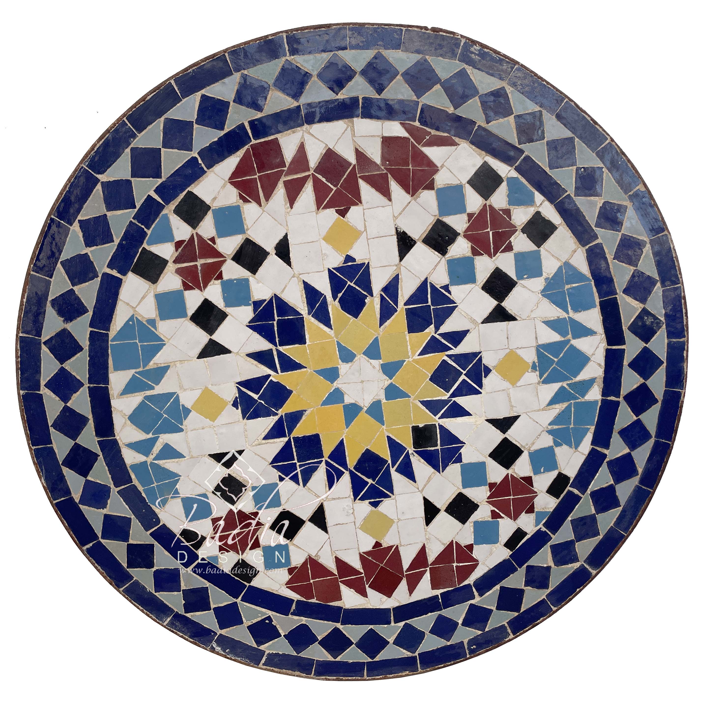Round Moroccan Multi-Color Tile Table Top