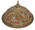 Large Round Moroccan Silver and Brass Tray with Orange Bone Inlay