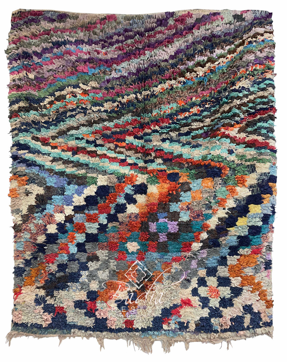 Wide Multi-Color Fluffy Rug Made from Cloth Material