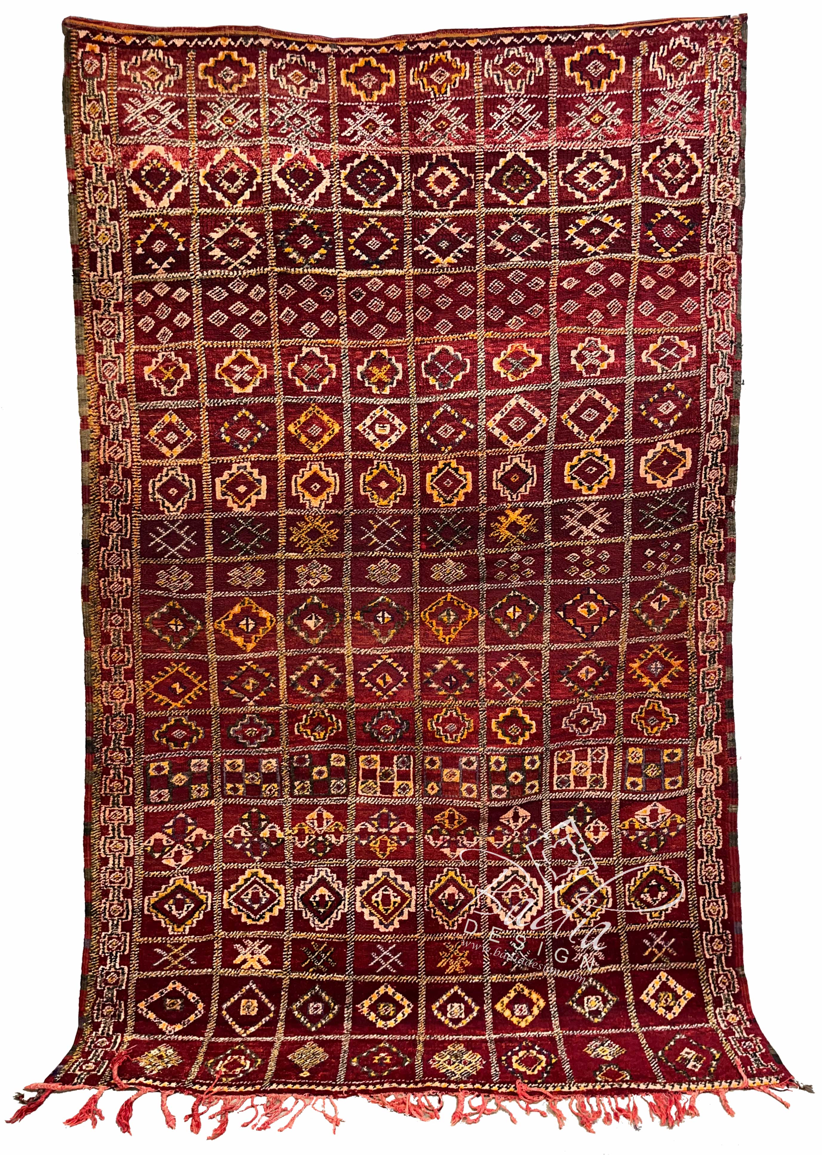 Red Multi-Color Moroccan Rug with Tribal Designs