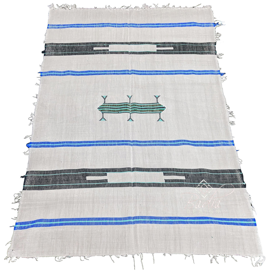 White Multi-Color Rug with Geometric Designs