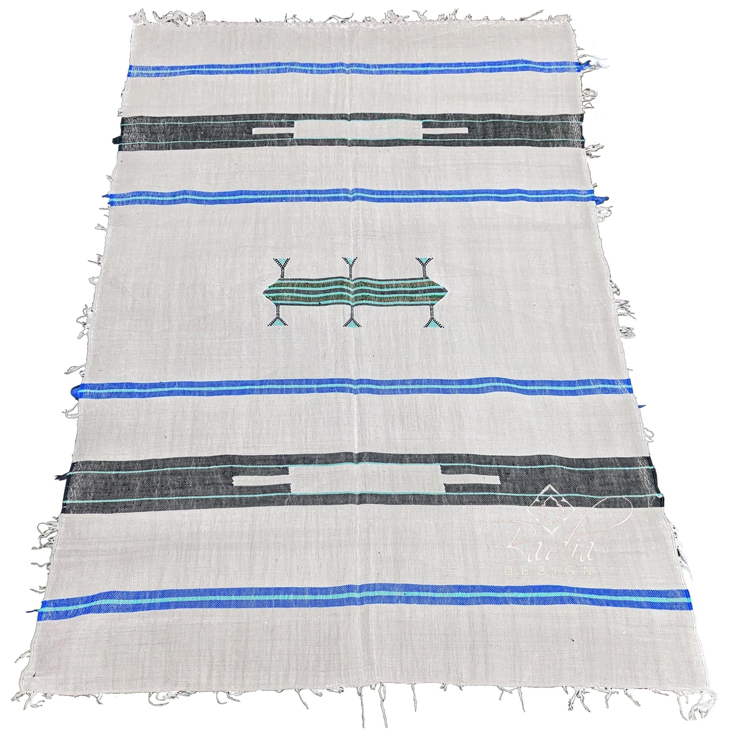 White Multi-Color Rug with Geometric Designs