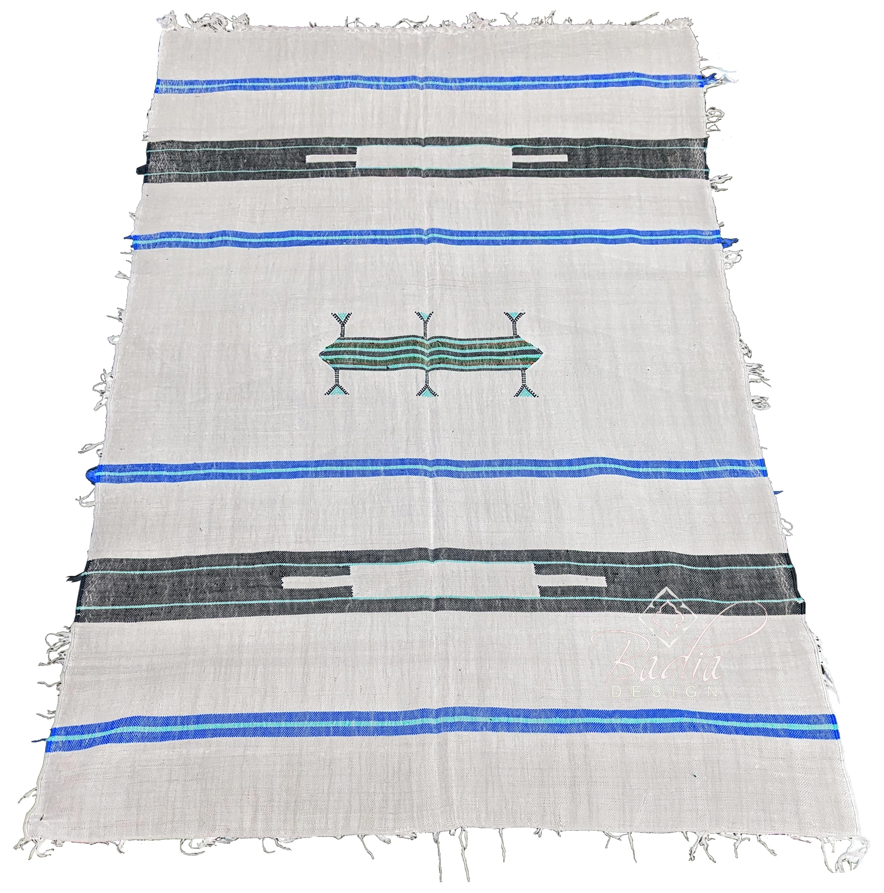 White Multi-Color Rug with Geometric Designs