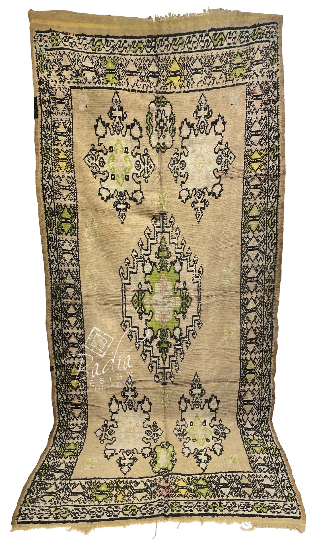 Olive Color Rug with Geometric Designs