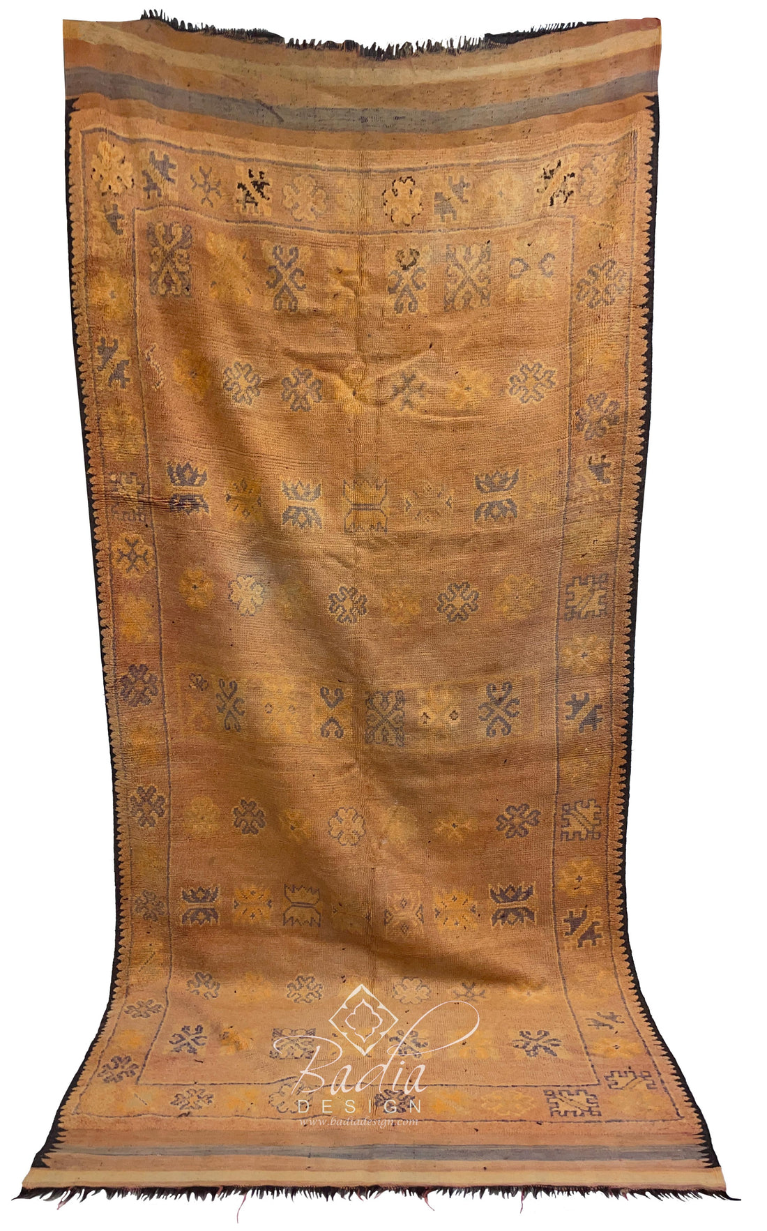 Large Vintage Multi-Color Berber Rug with Tribal Designs