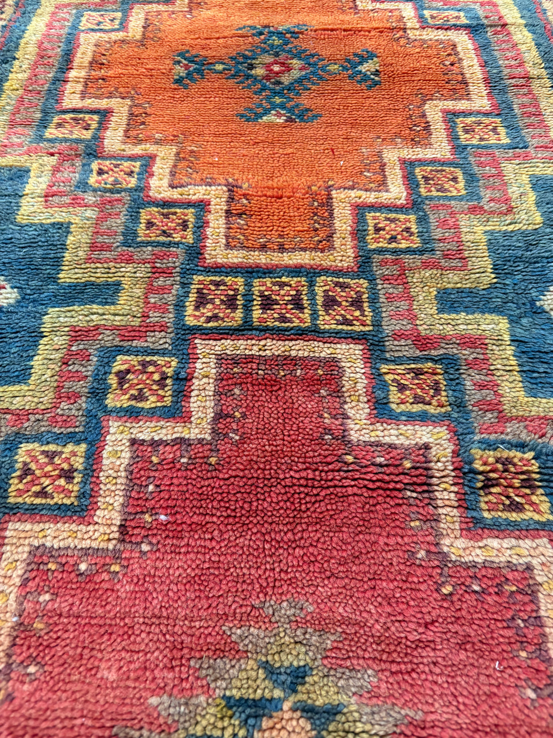 Rust and Teal Geometric Tribal Rug