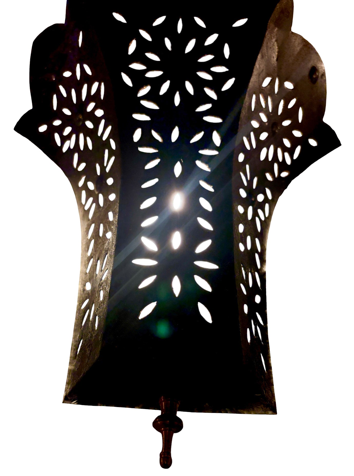 Rustic Iron Wall Sconce with Floral Cutouts
