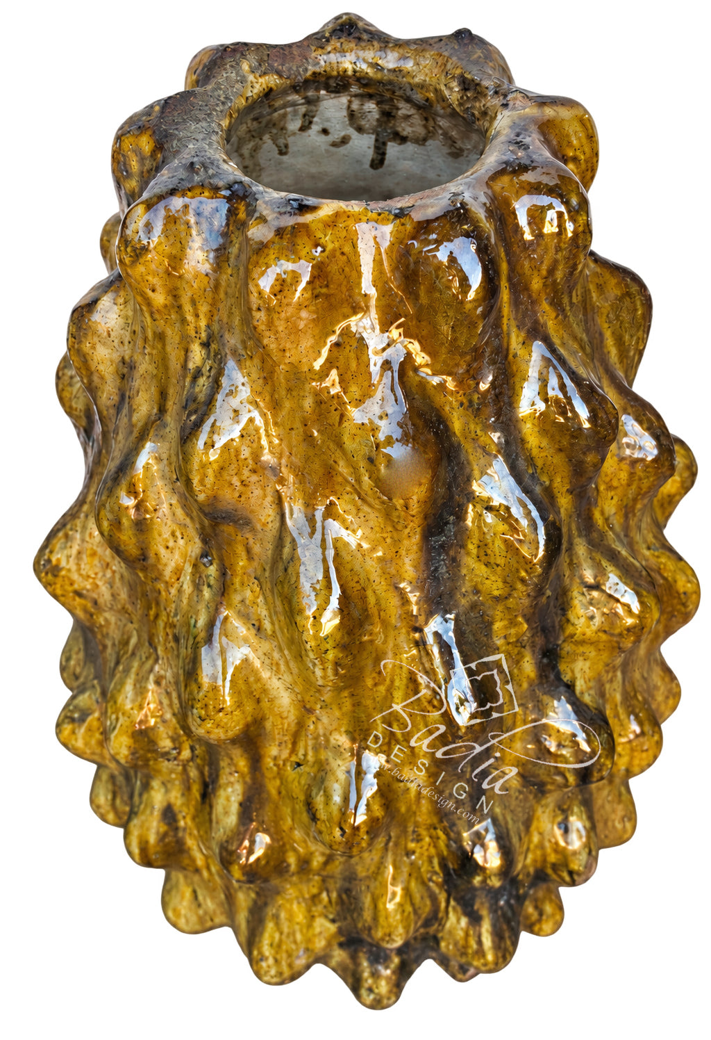 Moroccan Sculptural Mustard Glazed Tamegroute Planter – Badia