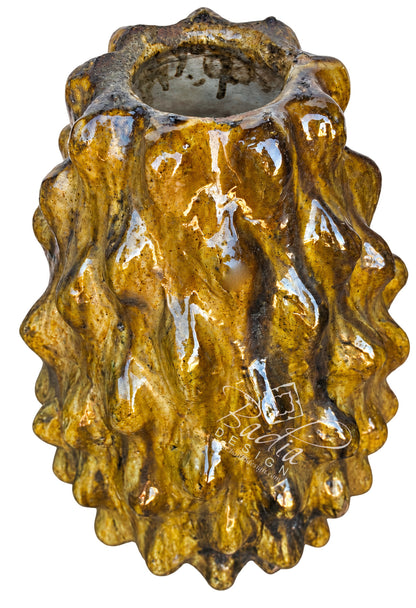 Moroccan Sculptural Mustard Glazed Tamegroute Planter