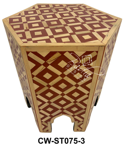 Multi-Color Wood and Resin Inlay Side Table