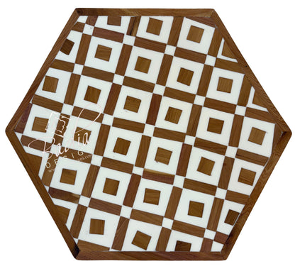 Multi-Color Wood and Resin Inlay Side Table