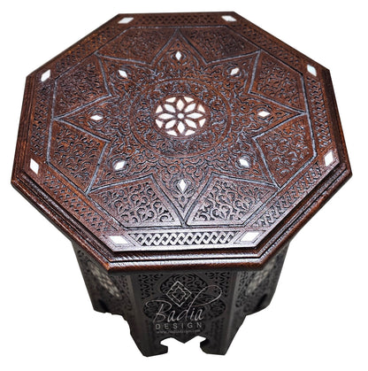 Mother of Pearl Inlay Wooden Side Table