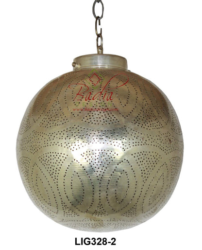 Round Intricately Designed Silver Lantern