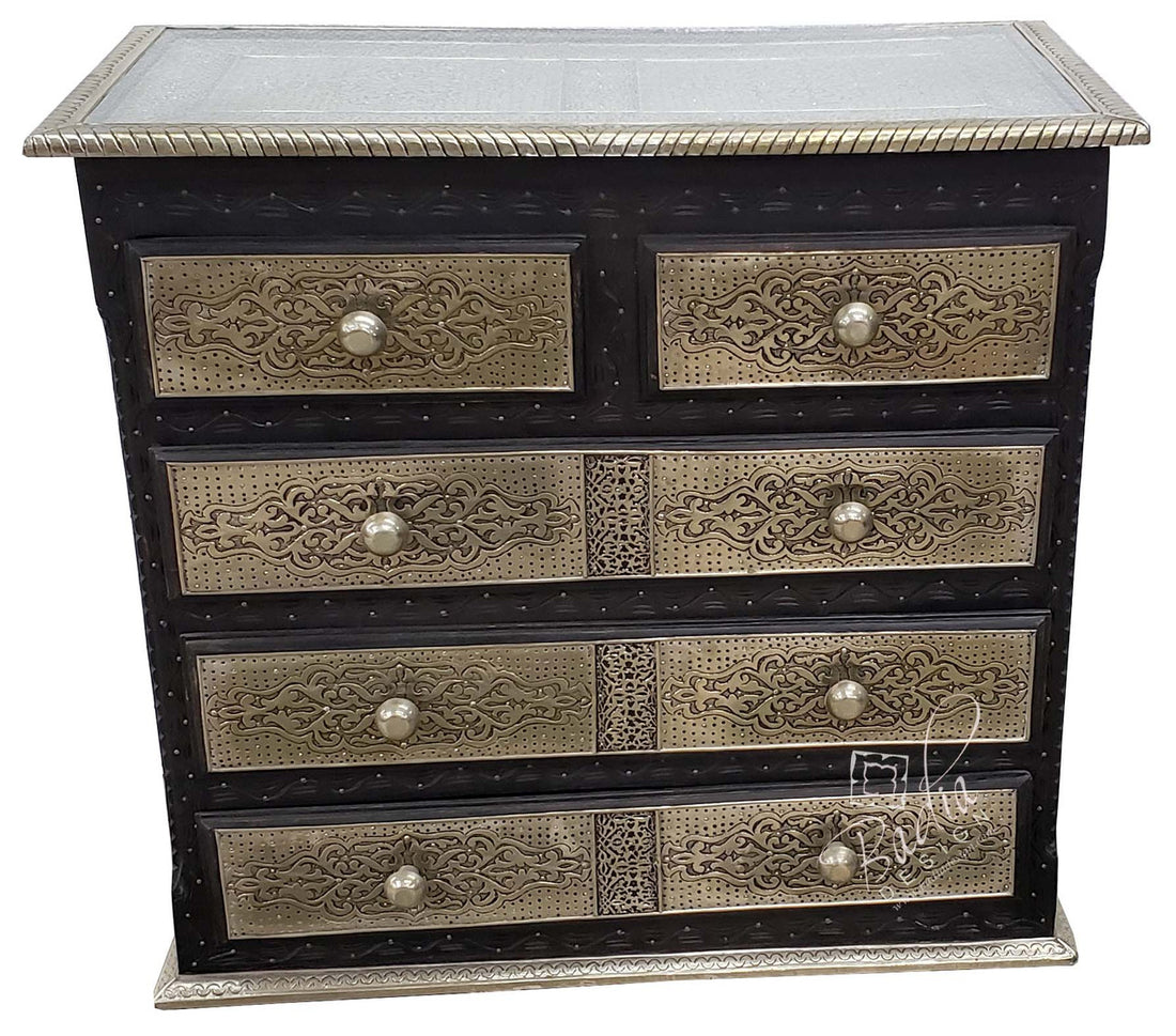 Carved Embossed Nickel Cabinet Dresser