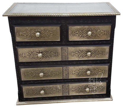 Carved Embossed Nickel Cabinet Dresser