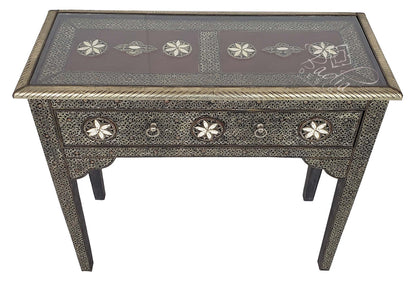 Embossed Silver Nickel and White Bone Inlay Cabinet