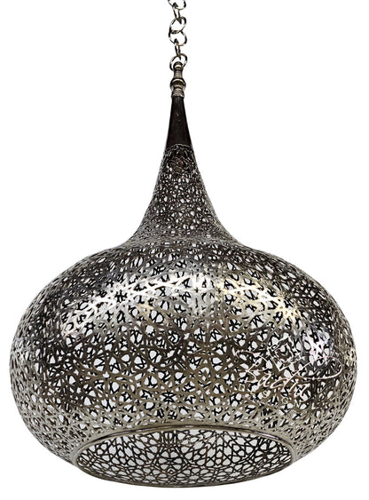 Hand Punched Teardrop Shaped Silver Lantern