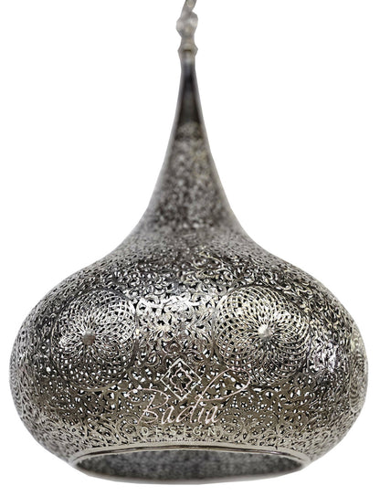 Hand Punched Teardrop Shaped Silver Lantern