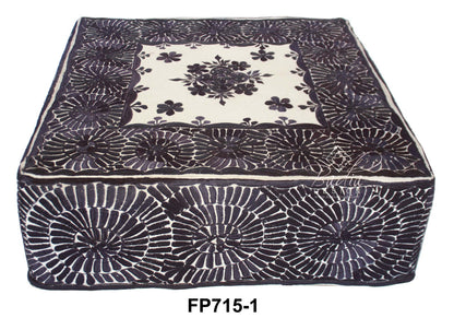 Square Embroidered Floor Ottoman