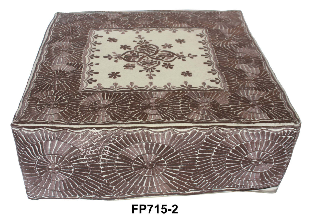 Square Embroidered Floor Ottoman