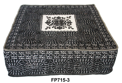 Square Embroidered Floor Ottoman