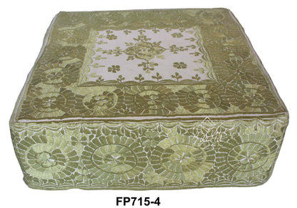 Square Embroidered Floor Ottoman
