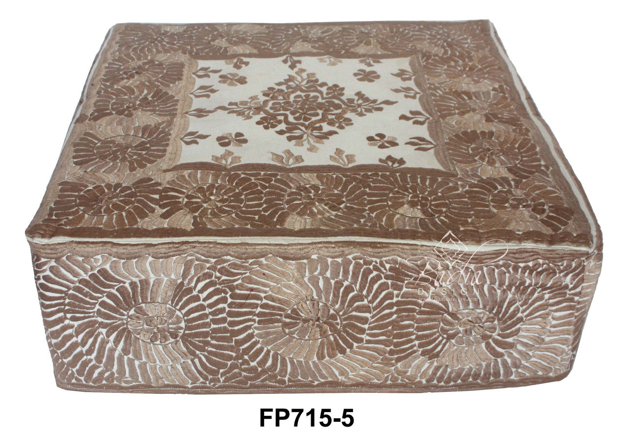 Square Embroidered Floor Ottoman