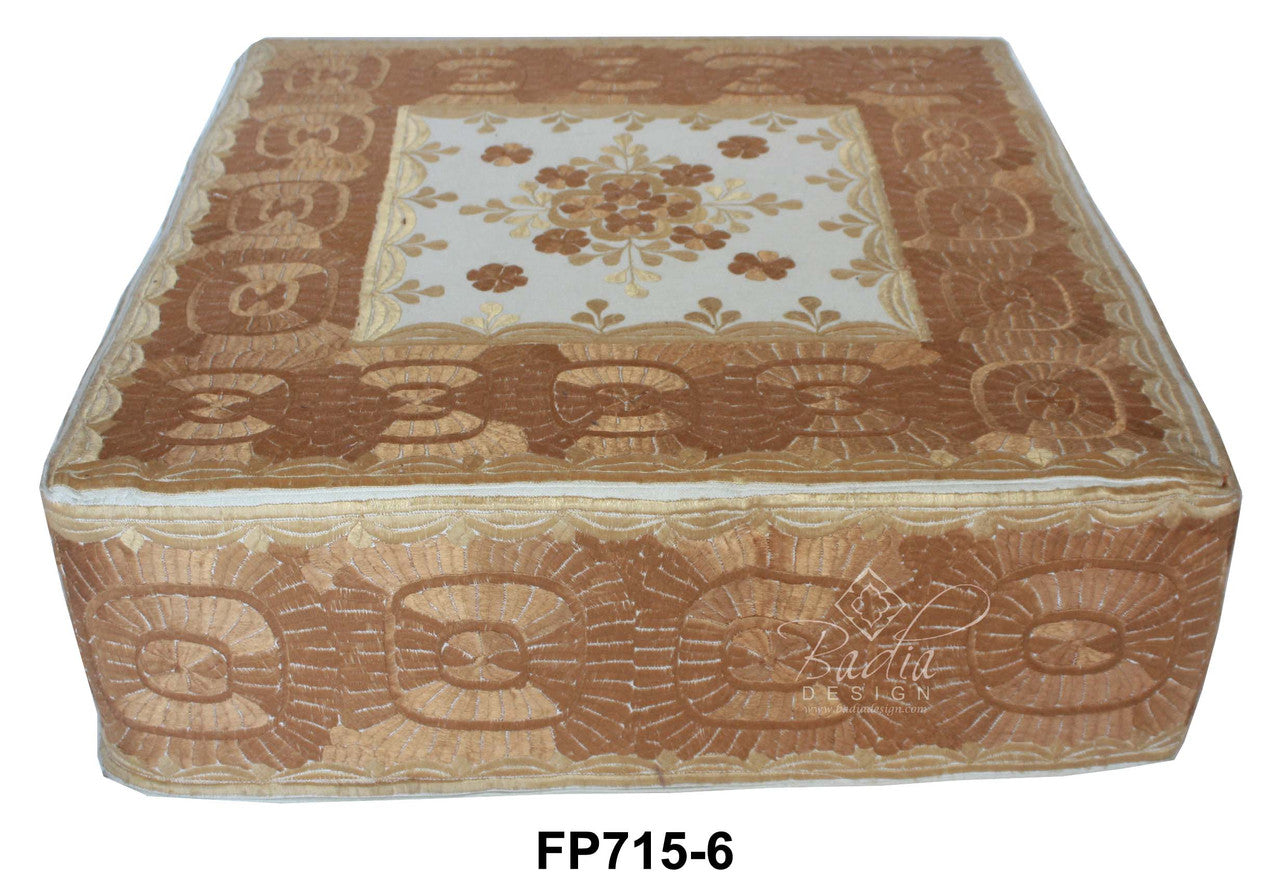 Square Embroidered Floor Ottoman