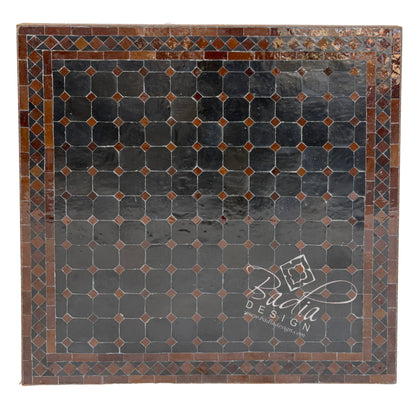 30" Square Multi-Shade Brown Tile Table Top