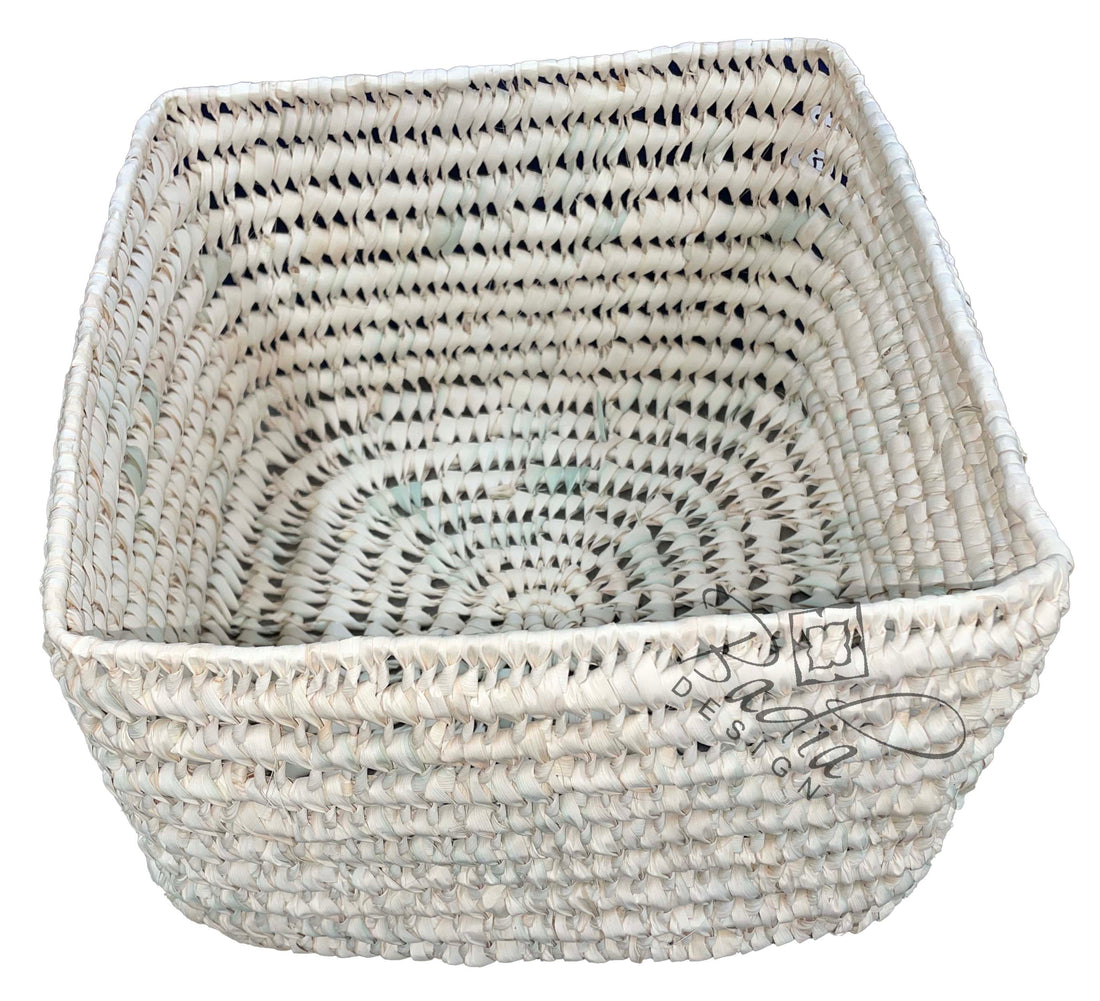 Square Shaped Handwoven Straw Basket