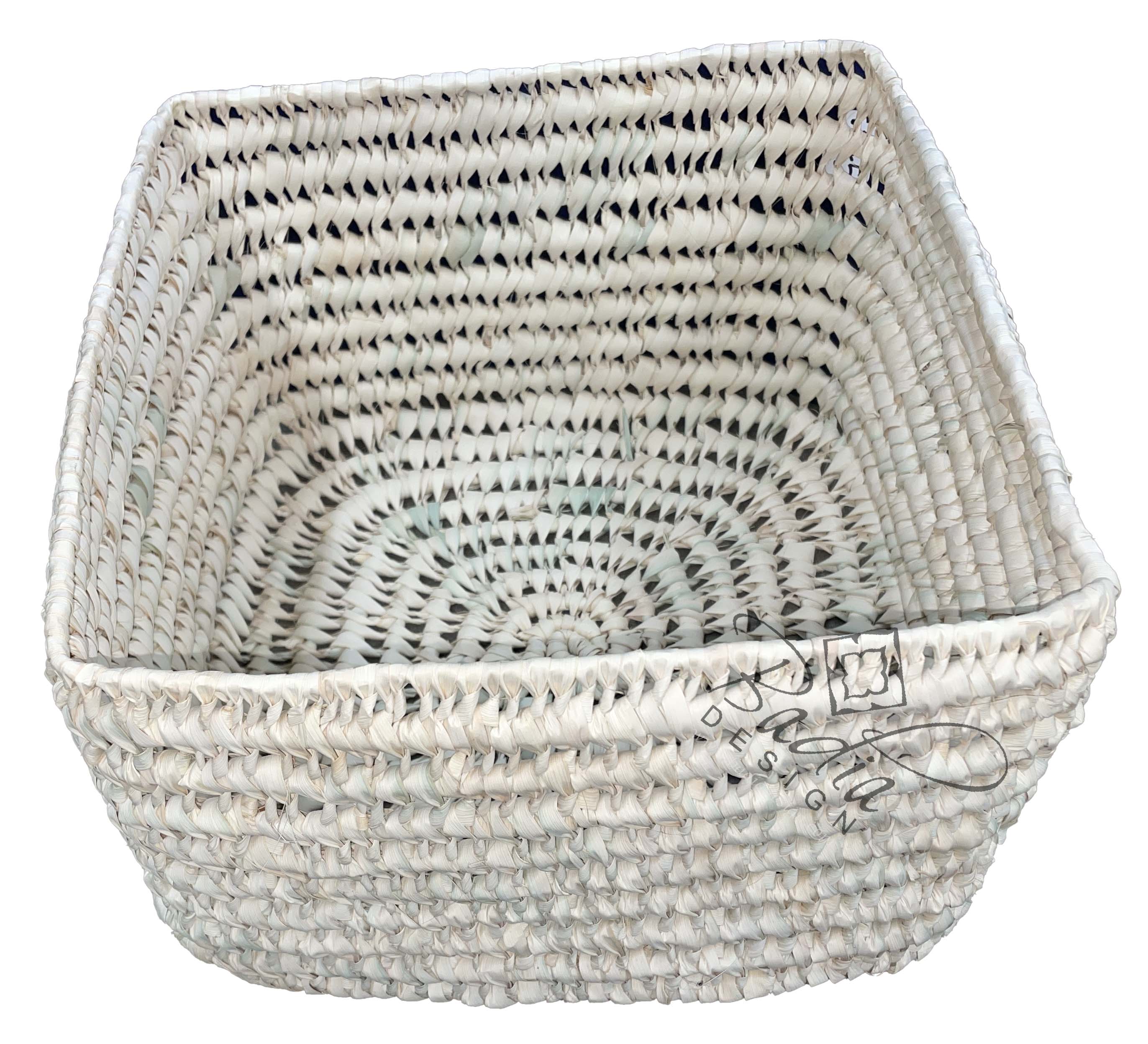 Square Shaped Handwoven Straw Basket