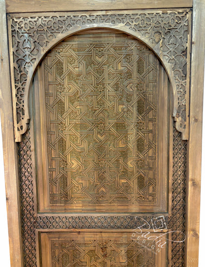Stained Hand Carved Wooden Door