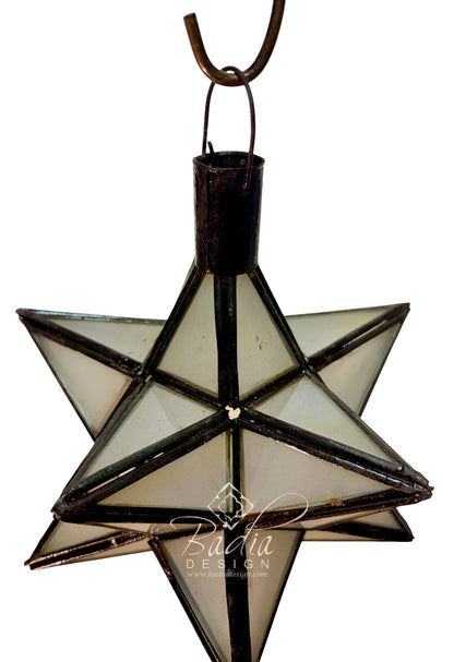 Star-Shaped Hanging Lantern with White Glass