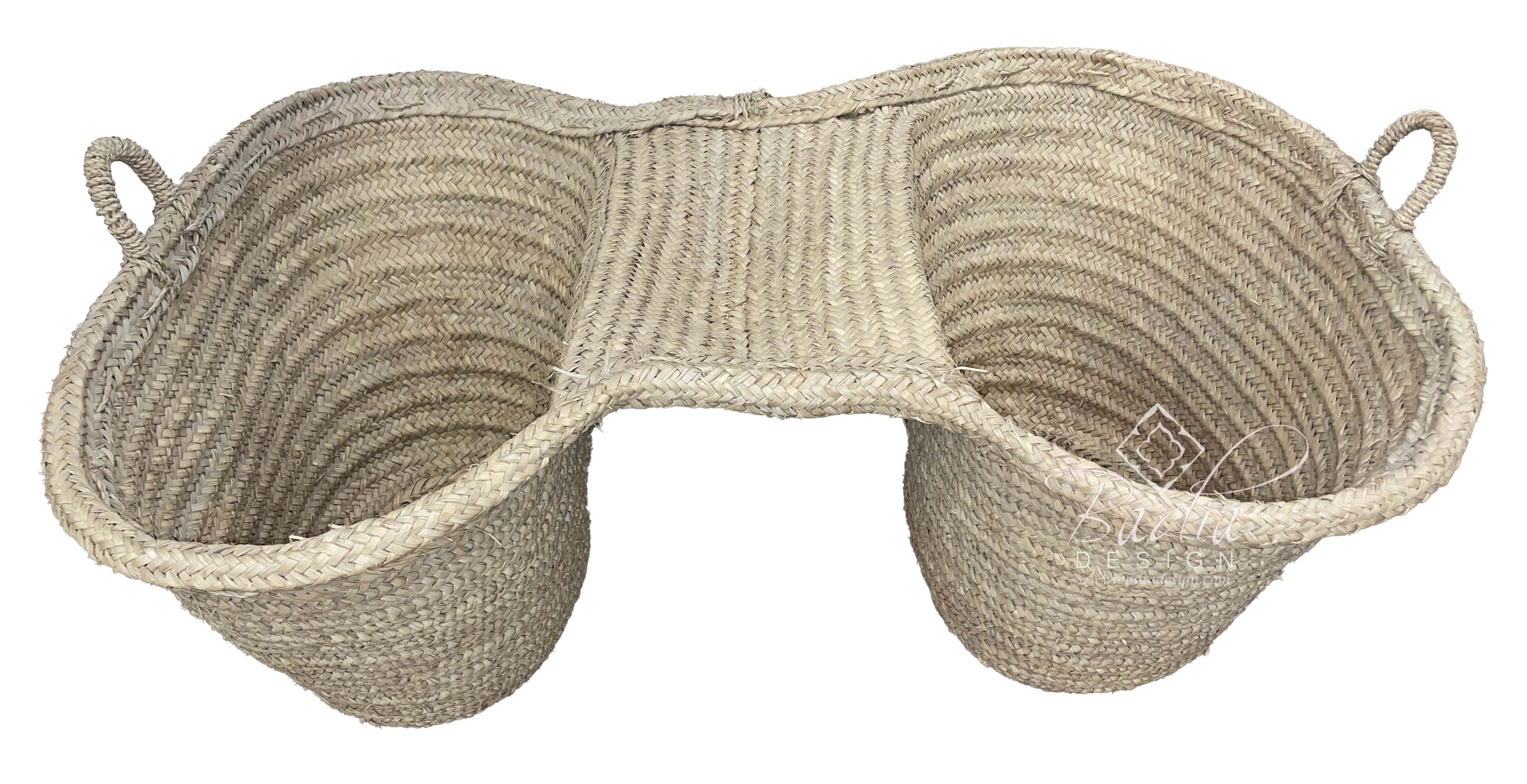 Moroccan Straw Donkey Back Basket  - HB033
