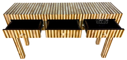 Striped Resin and Cedar Wood Cabinet