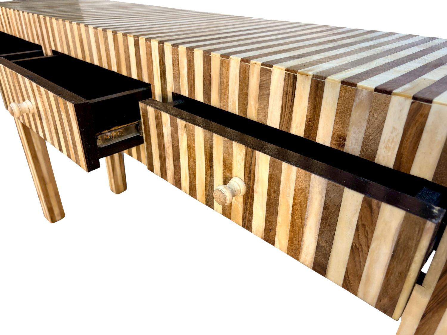 Striped Resin and Cedar Wood Cabinet