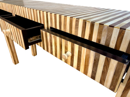 Striped Resin and Cedar Wood Cabinet