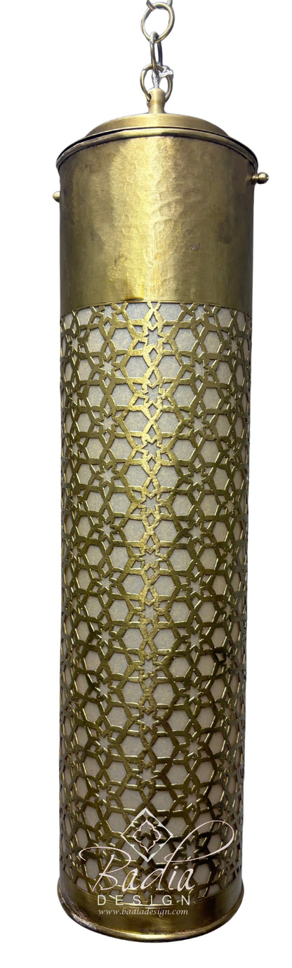 Tall Brass Cylindrical Shaped Light Fixture