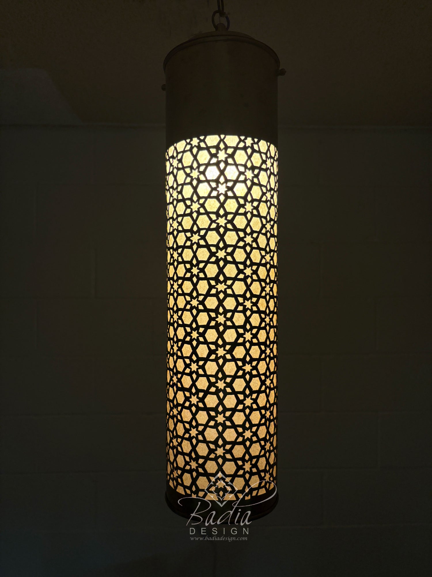 Tall Brass Cylindrical Shaped Light Fixture