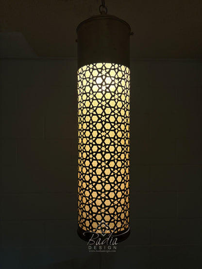 Tall Brass Cylindrical Shaped Light Fixture