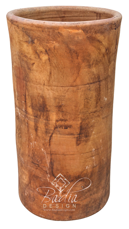Moroccan Tall Cylindrical Clay Vase