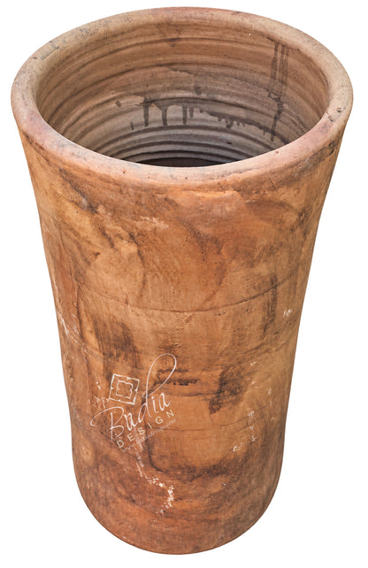 Moroccan Tall Cylindrical Clay Vase