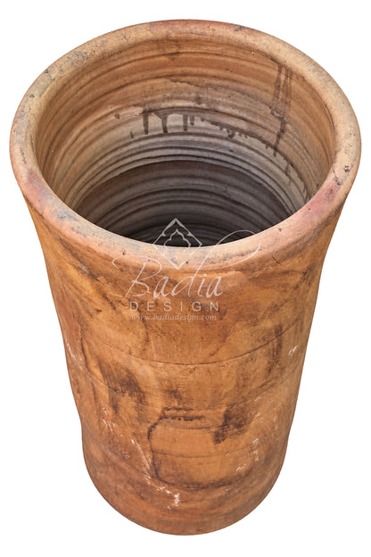 Moroccan Tall Cylindrical Clay Vase