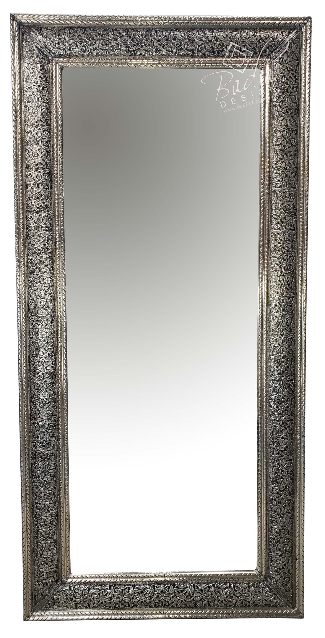 Rectangular Silver Nickel Embossed Mirror