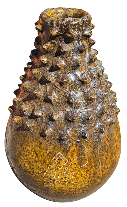 Moroccan Mustard Glazed Tamegroute Spiked Vase