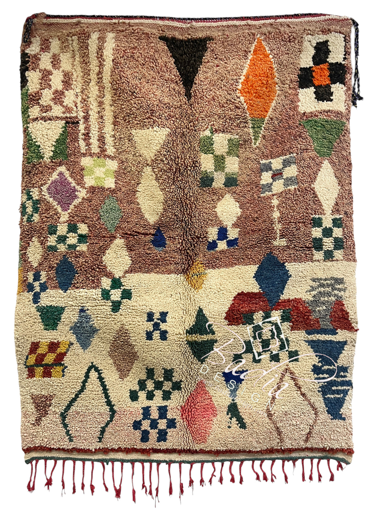 Moroccan Taupe and Cream Multi-Color Handwoven Rug