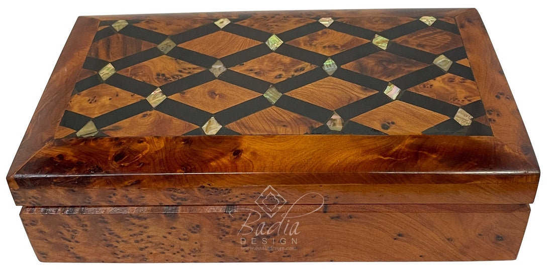 Thuya Wood Jewelry Box with Mother of Pearl Inlay