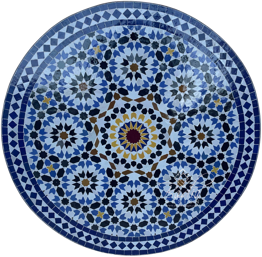 Blue Intricately Designed Moroccan Mosaic Tile Table Top
