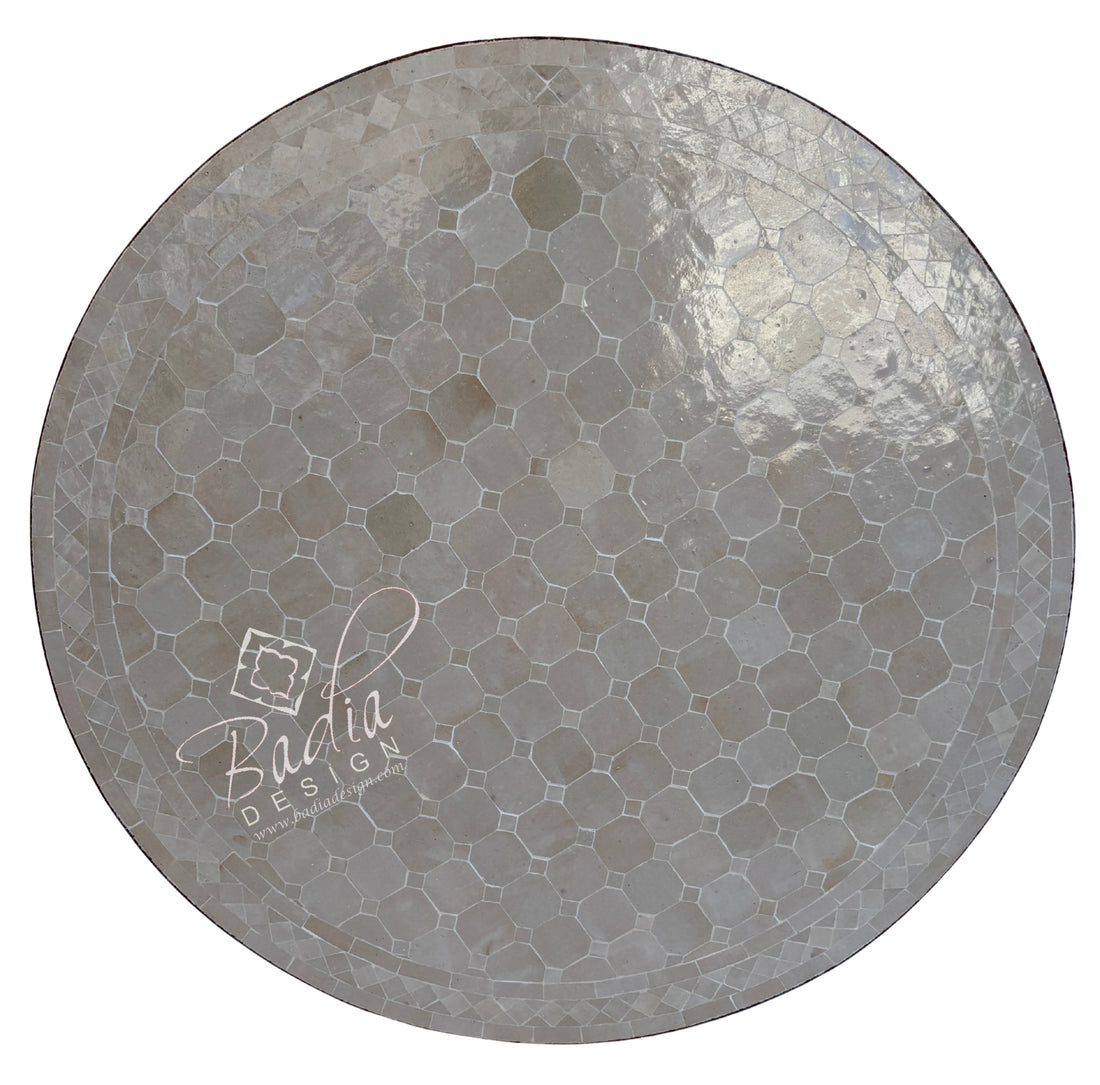 36" Beige Round Tile Table Top